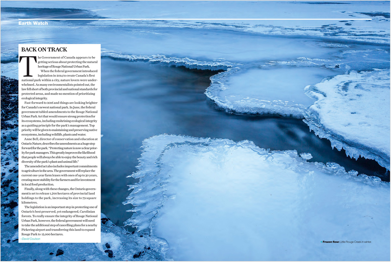 Ontario Nature Magazine Winter 2016, Earth Watch by David Coulson