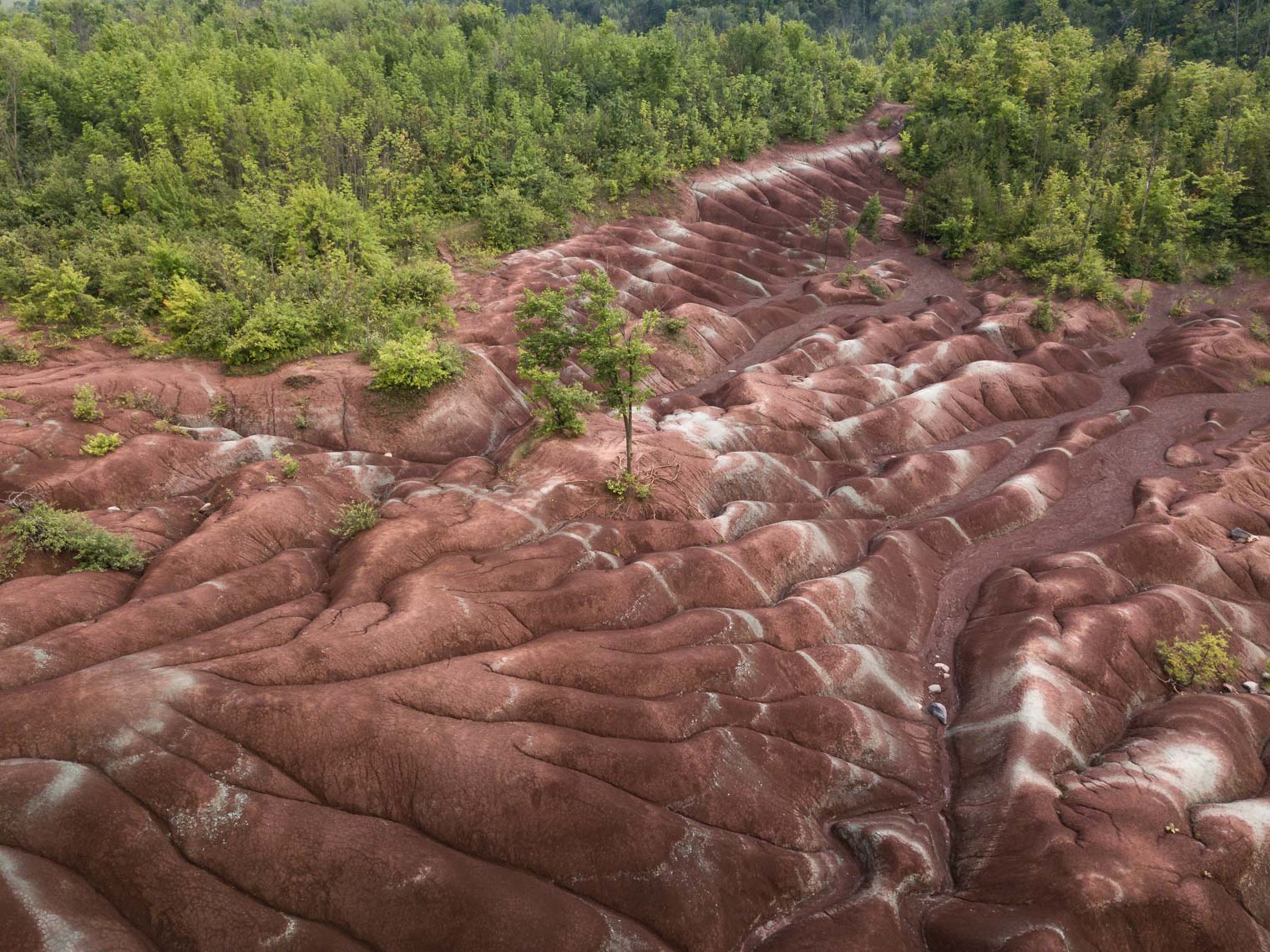 Aerial view of Cheltenham Badlands, Ontario 